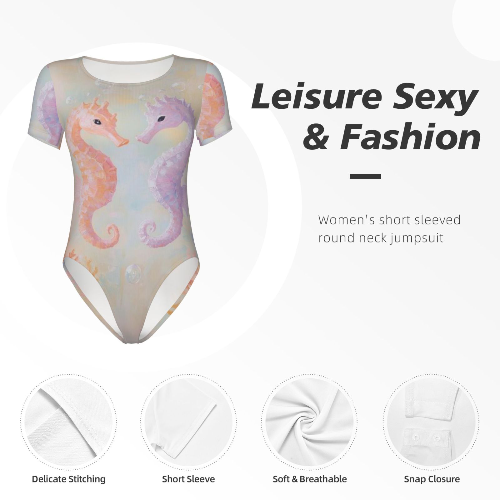 Women's Short Sleeve Round Neck Bodysuit