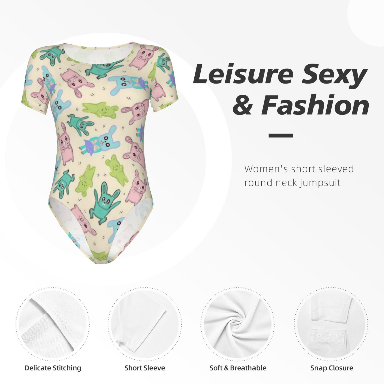 Women's Short Sleeve Round Neck Bodysuit
