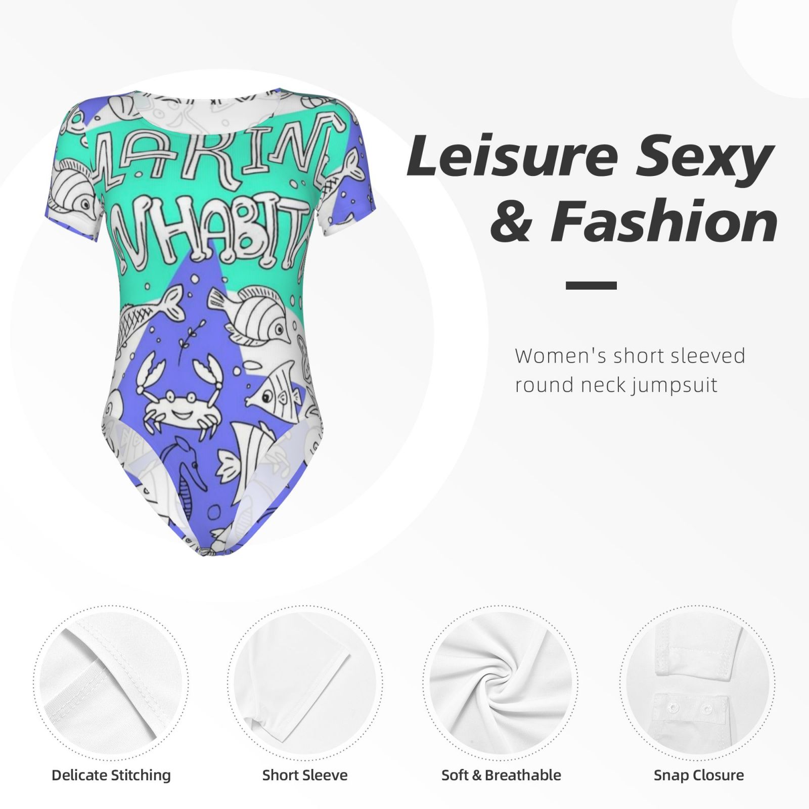 Women's Short Sleeve Round Neck Bodysuit