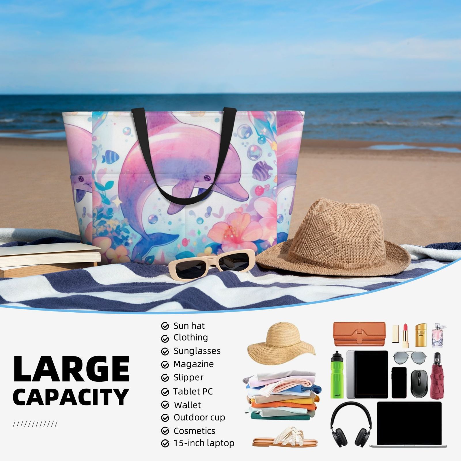 Large capacity beach travel bag
