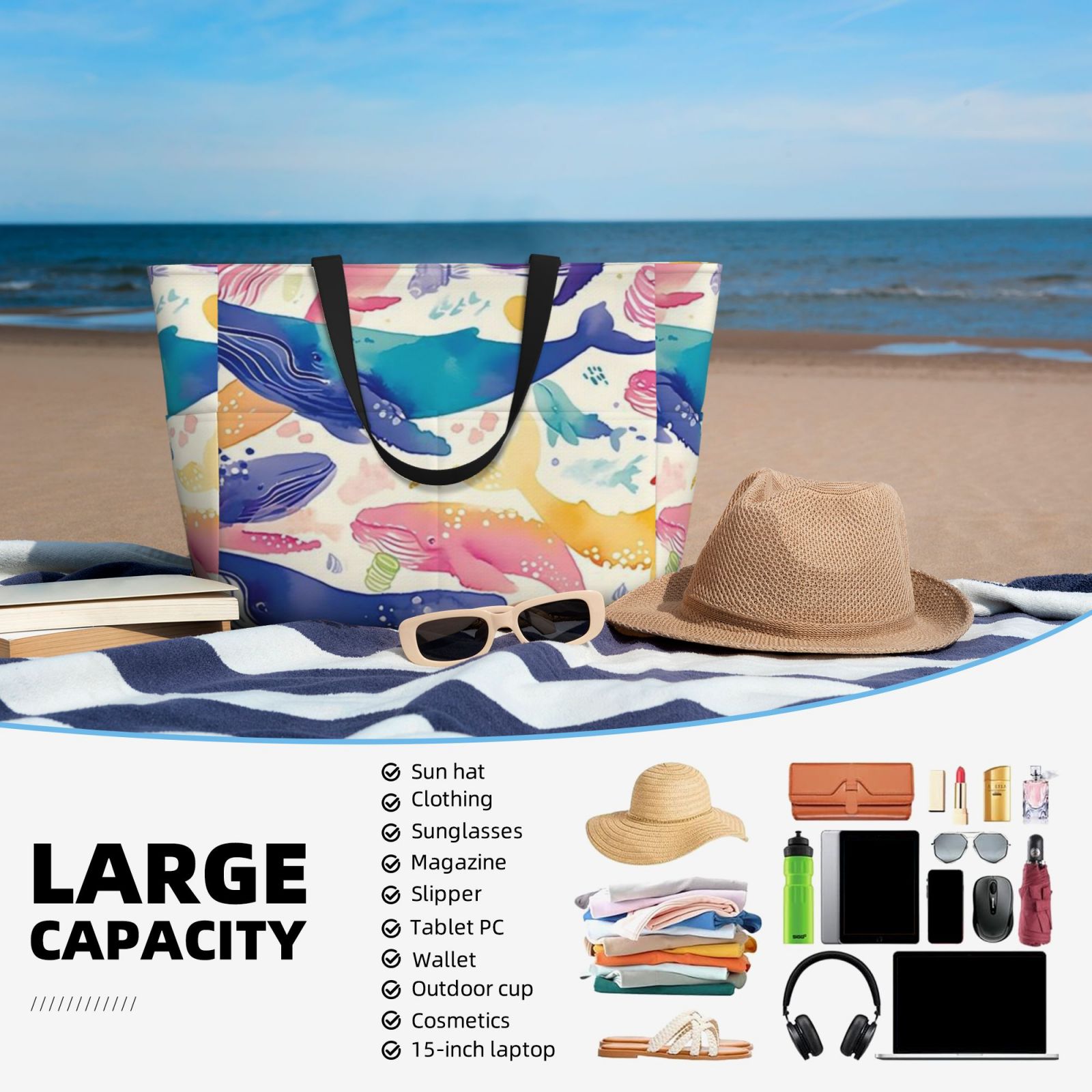 Large capacity beach travel bag